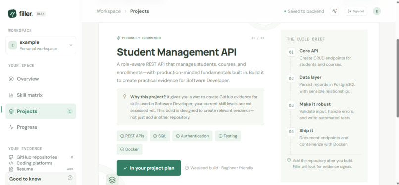 Filler — AI-Powered Developer Skill Gap Analyzer – screenshot 4