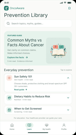 OncoAware - Cancer Prevention Platform – screenshot 3