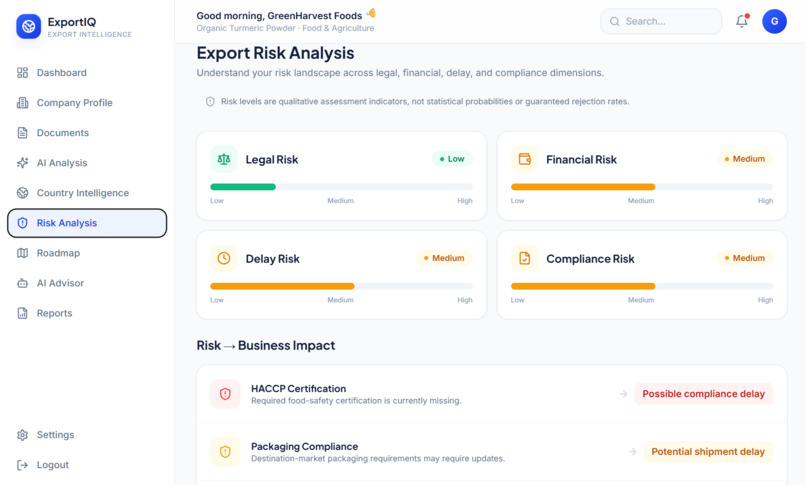 Export IQ — AI-Powered MSME Export Readiness – screenshot 5