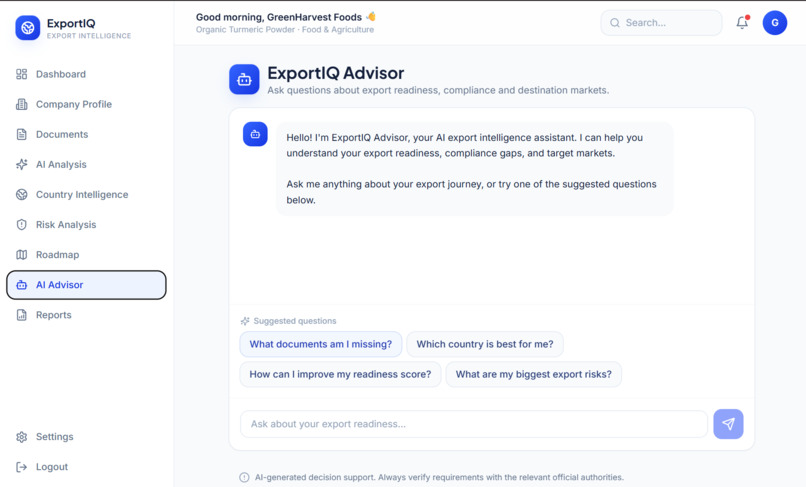 Export IQ — AI-Powered MSME Export Readiness – screenshot 6