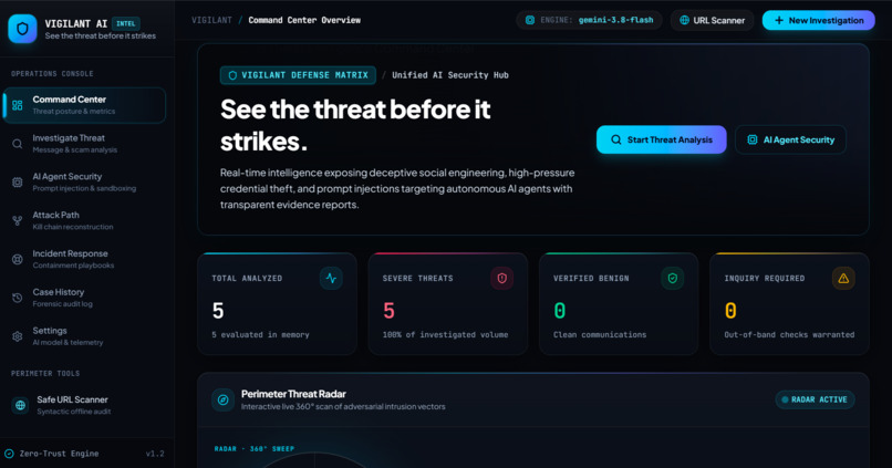 VIGILANT AI — Intelligent Threat Detection & Cybersecurity – screenshot 1