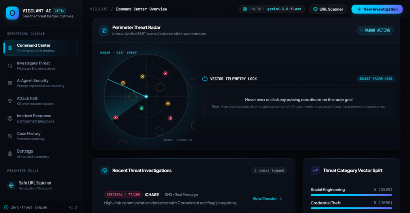 VIGILANT AI — Intelligent Threat Detection & Cybersecurity – screenshot 2