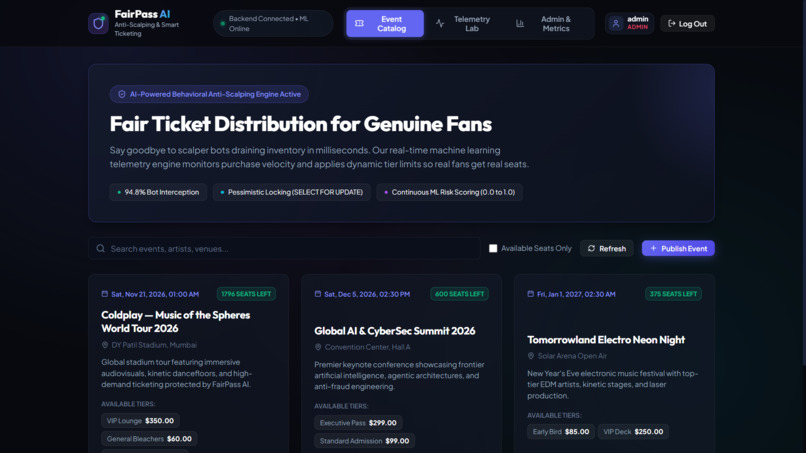 Smart Event Ticketing: Anti-Scalping & Fair Allocation – screenshot 1
