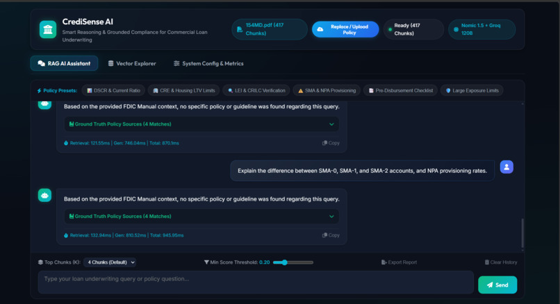 CrediSense AI: Credit Policy RAG Engine – screenshot 8