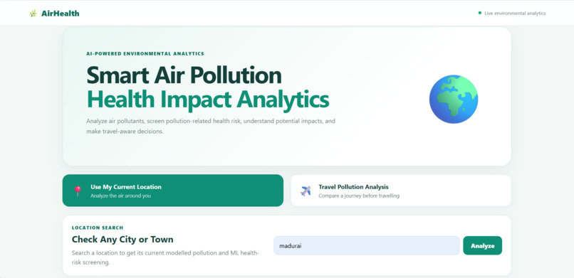 Smart Air Pollution Health Impact Analytics System – screenshot 1