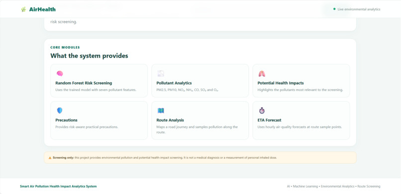 Smart Air Pollution Health Impact Analytics System – screenshot 2