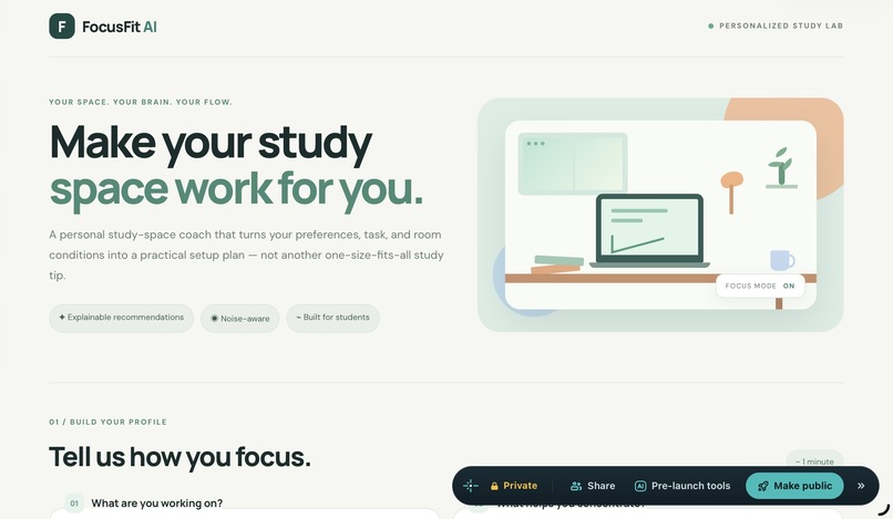Focus fit AI: study space ,tuned to you – screenshot 1