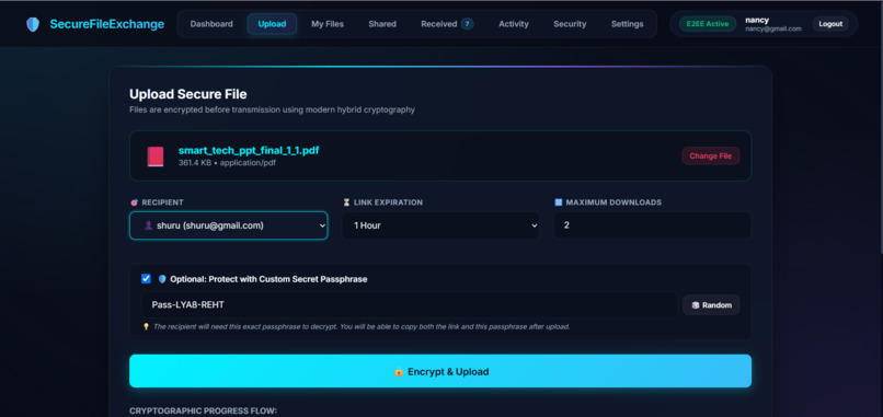 Secure File Sharing Using Hybrid Cryptography – screenshot 3