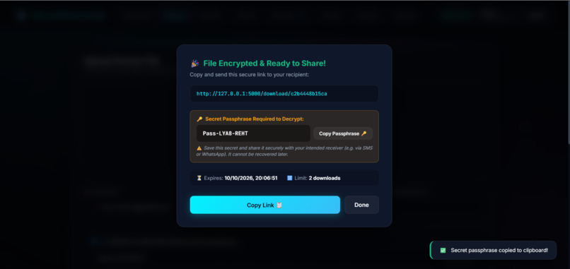 Secure File Sharing Using Hybrid Cryptography – screenshot 4