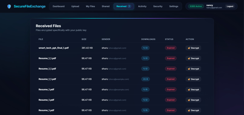 Secure File Sharing Using Hybrid Cryptography – screenshot 7