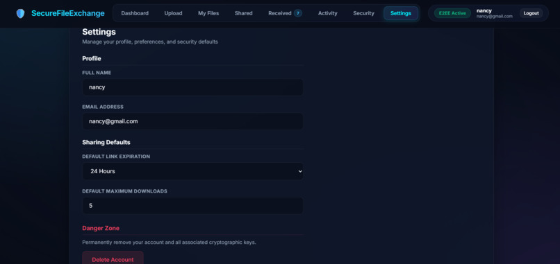 Secure File Sharing Using Hybrid Cryptography – screenshot 10