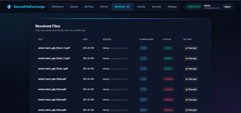 Secure File Sharing Using Hybrid Cryptography – screenshot 12