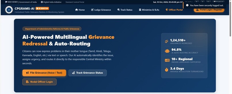 AI-Powered Smart Grievance Routing System – screenshot 1