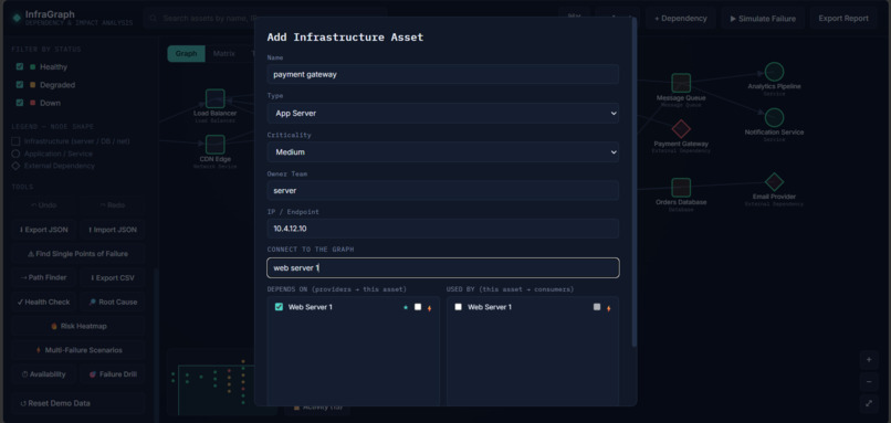 InfraGraph - IT Dependency & Impact Simulator – screenshot 8