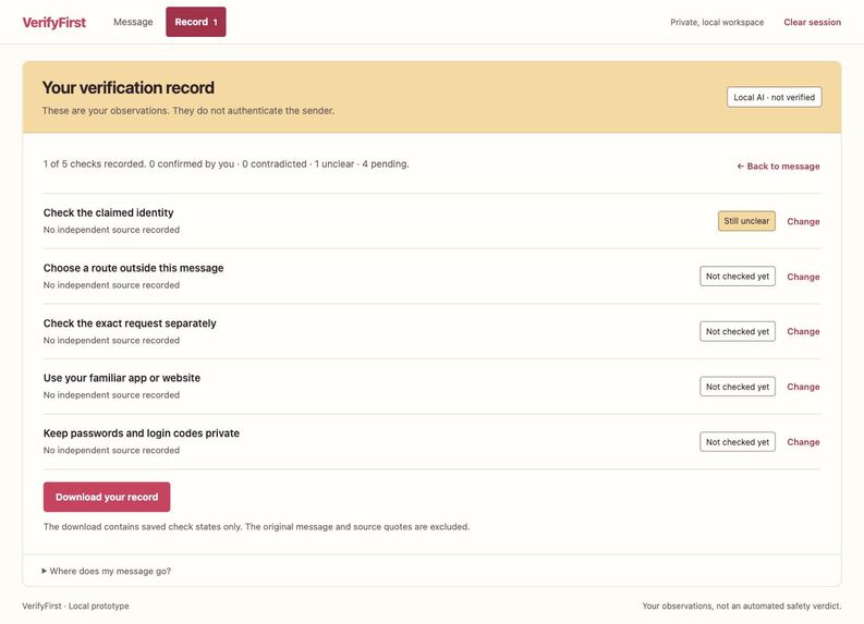 VerifyFirst – screenshot 1