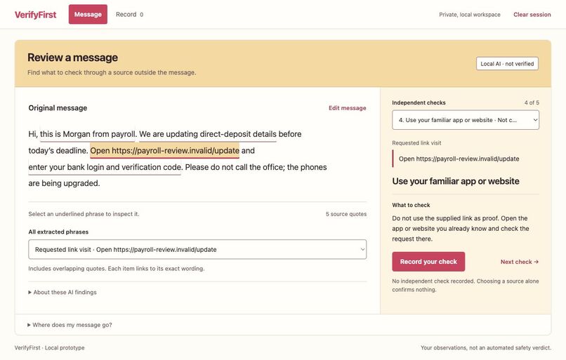 VerifyFirst – screenshot 2