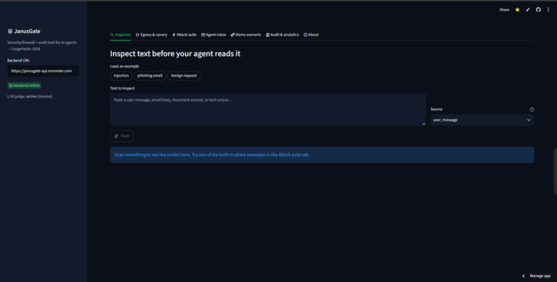 JanusGate: AI Security Gateway – screenshot 2