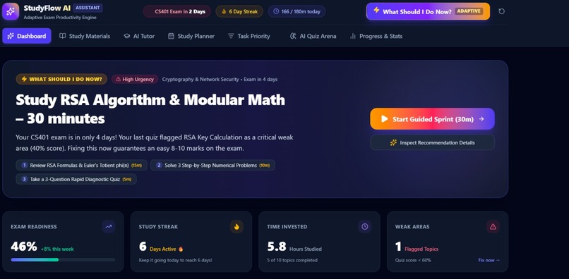 StudyFlow AI – Adaptive Student Productivity Platform – screenshot 1