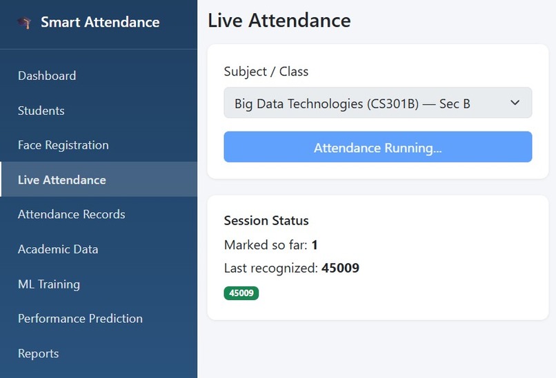SmartAttend: Attendance and Early Risk Prediction – screenshot 1