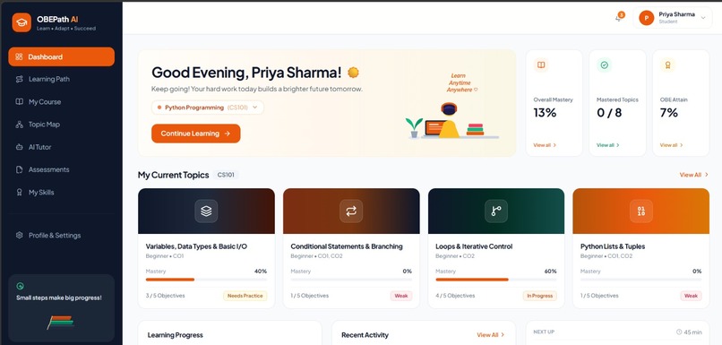 AI learning path generator for outcome based education (OBE) – screenshot 2