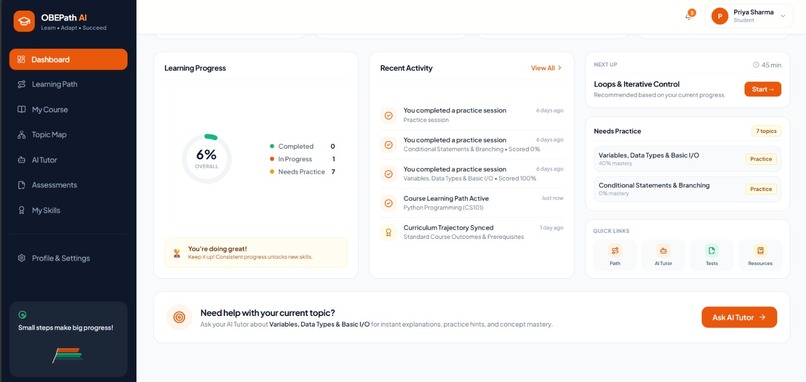 AI learning path generator for outcome based education (OBE) – screenshot 3