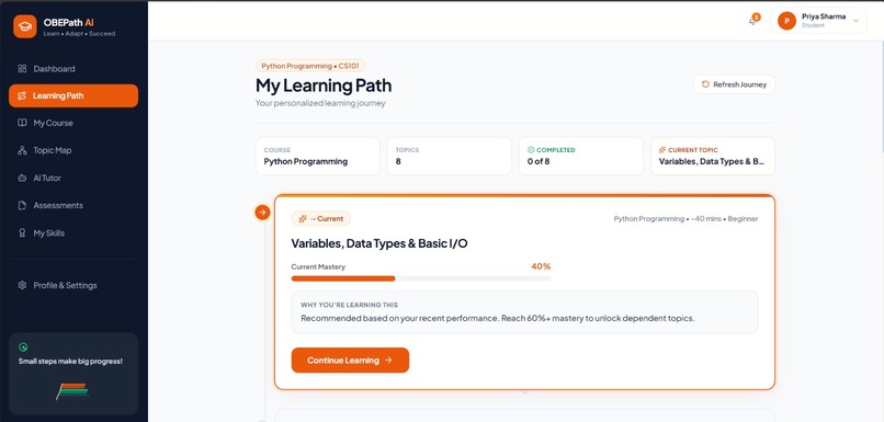 AI learning path generator for outcome based education (OBE) – screenshot 4