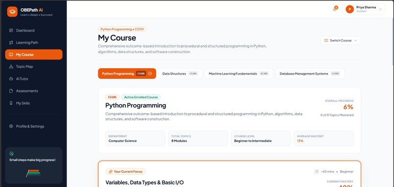 AI learning path generator for outcome based education (OBE) – screenshot 5