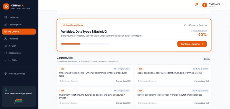 AI learning path generator for outcome based education (OBE) – screenshot 6