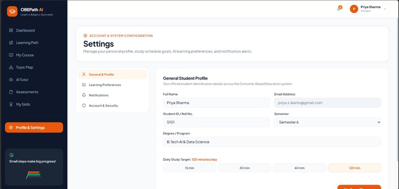 AI learning path generator for outcome based education (OBE) – screenshot 11