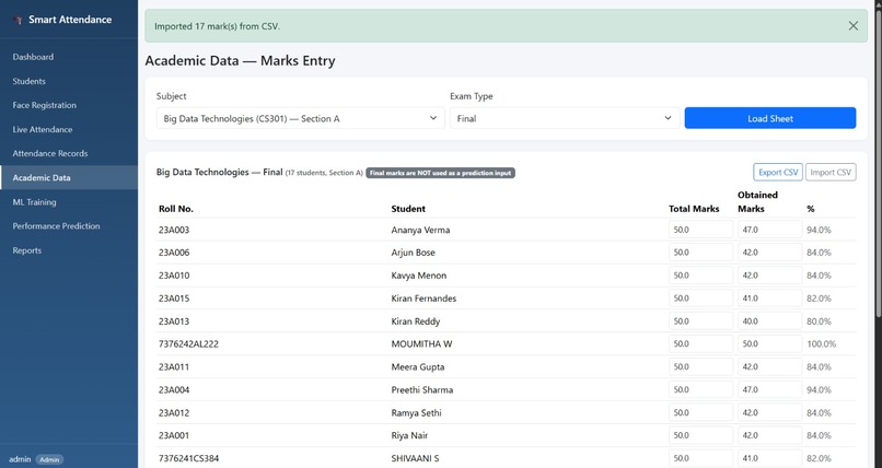 SmartAttend: Attendance and Early Risk Prediction – screenshot 3