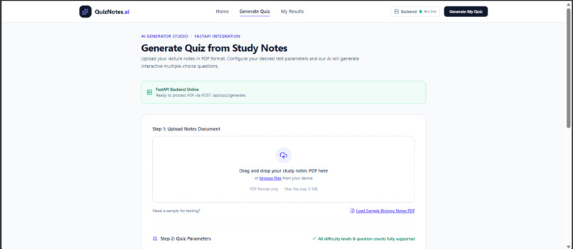 Smart Notes-to-Quiz Generator – screenshot 1