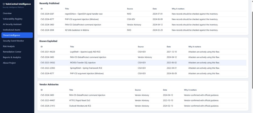 VulnCentral Intelligence – screenshot 6