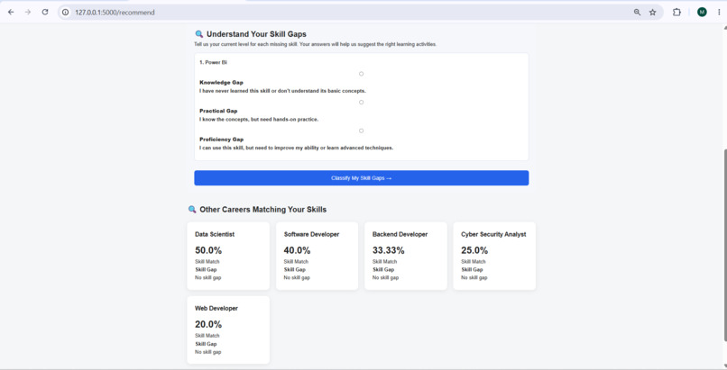 Smart Carrer Path Recommandation System & Skill Gap Detector – screenshot 3
