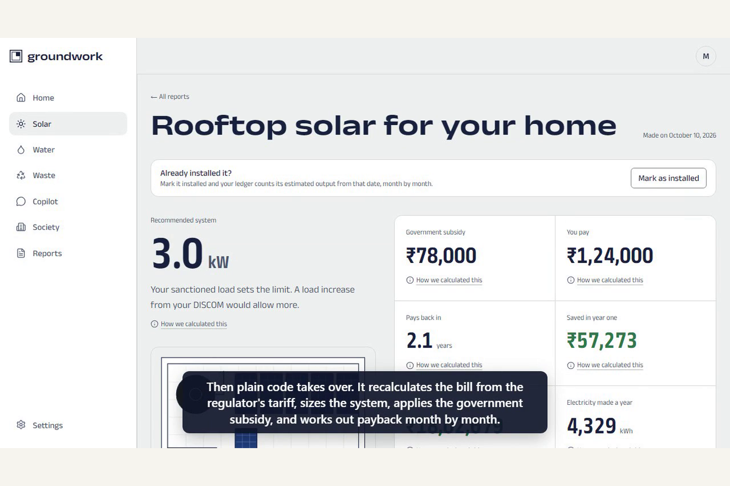 Groundwork: snap your bill, see if solar pays | Devpost