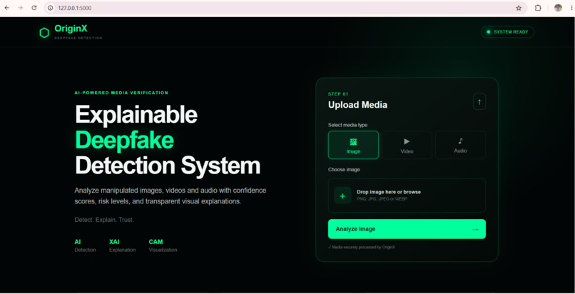 ORIGINX-Explainable Multimodal deepfake detection system – screenshot 1