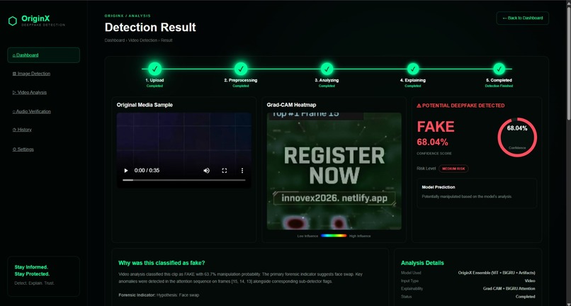 ORIGINX-Explainable Multimodal deepfake detection system – screenshot 3