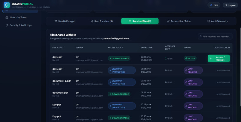 Secure File Exchange with Ephemeral Access Control – screenshot 5
