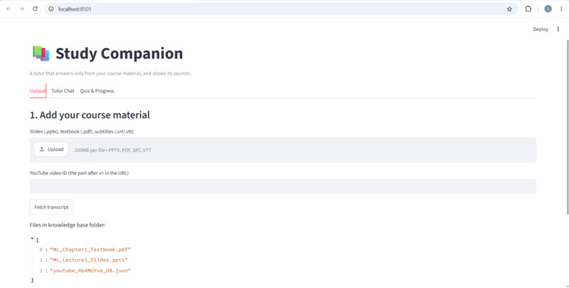 Study Companion: A Source-Cited AI Tutor – screenshot 5