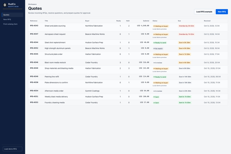 RudCo Quote Desk – screenshot 2