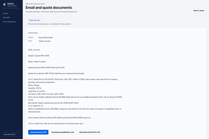 RudCo Quote Desk – screenshot 4