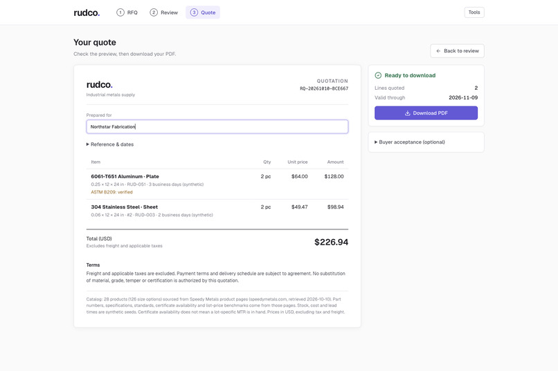 Rudco RFQ Agent – screenshot 6