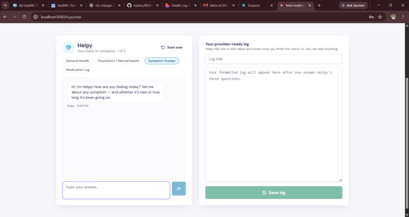 Project: Health Log Companion - Team Yoshi – screenshot 3