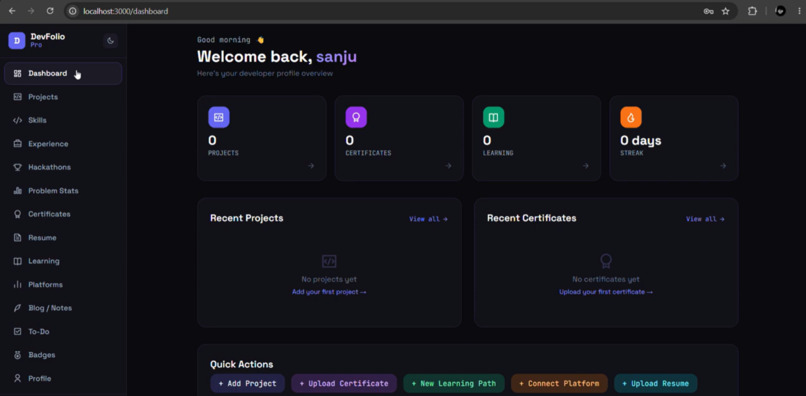 Devfolio – screenshot 1