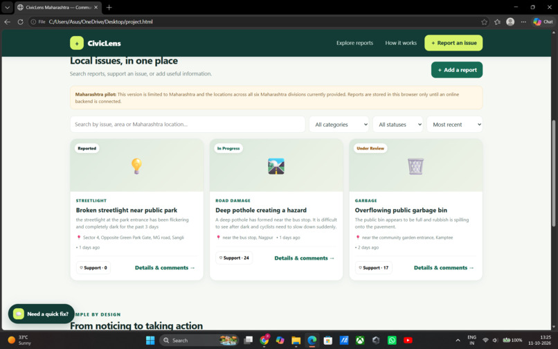 CivicLens — Community problem reporter – screenshot 2