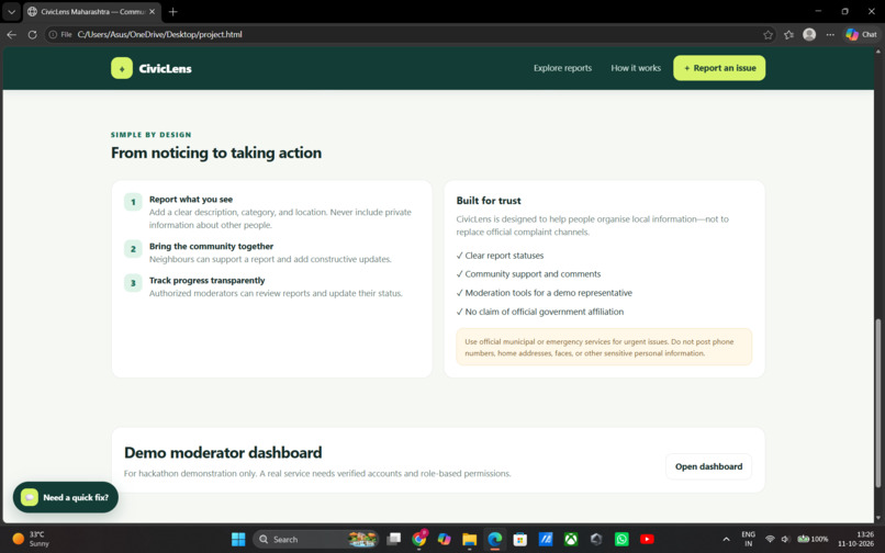 CivicLens — Community problem reporter – screenshot 3