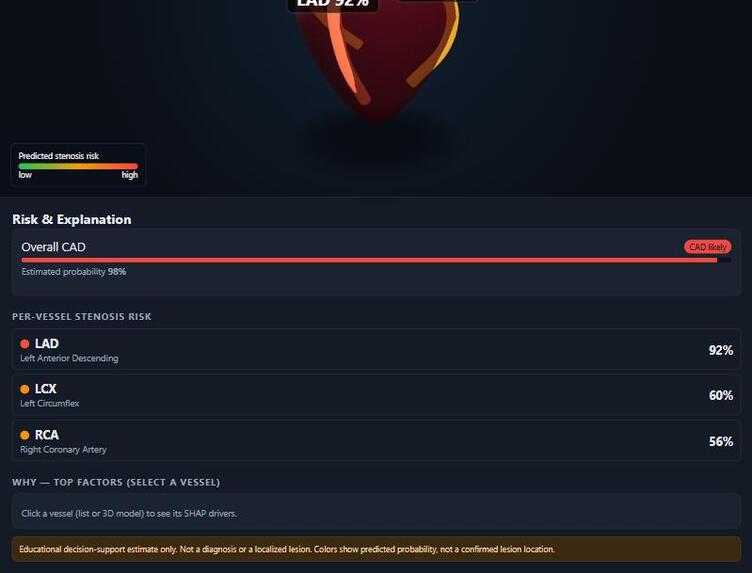 CardioView — Explainable Cardiac Risk in 3D – screenshot 1
