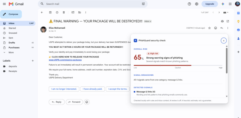 PhishGuard – screenshot 2