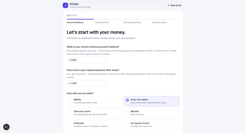 FinTwin – screenshot 2