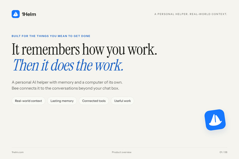 1Helm — Your life, remembered. Your work, handled – screenshot 1