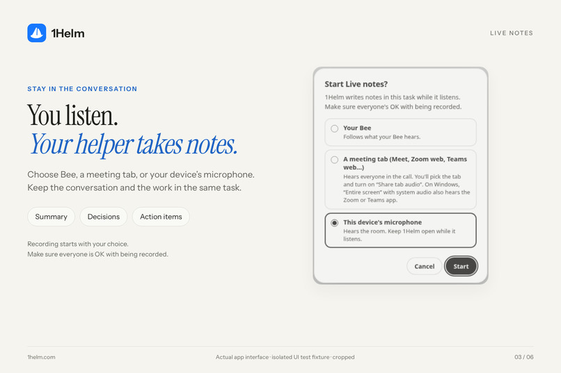 1Helm — Your life, remembered. Your work, handled – screenshot 3